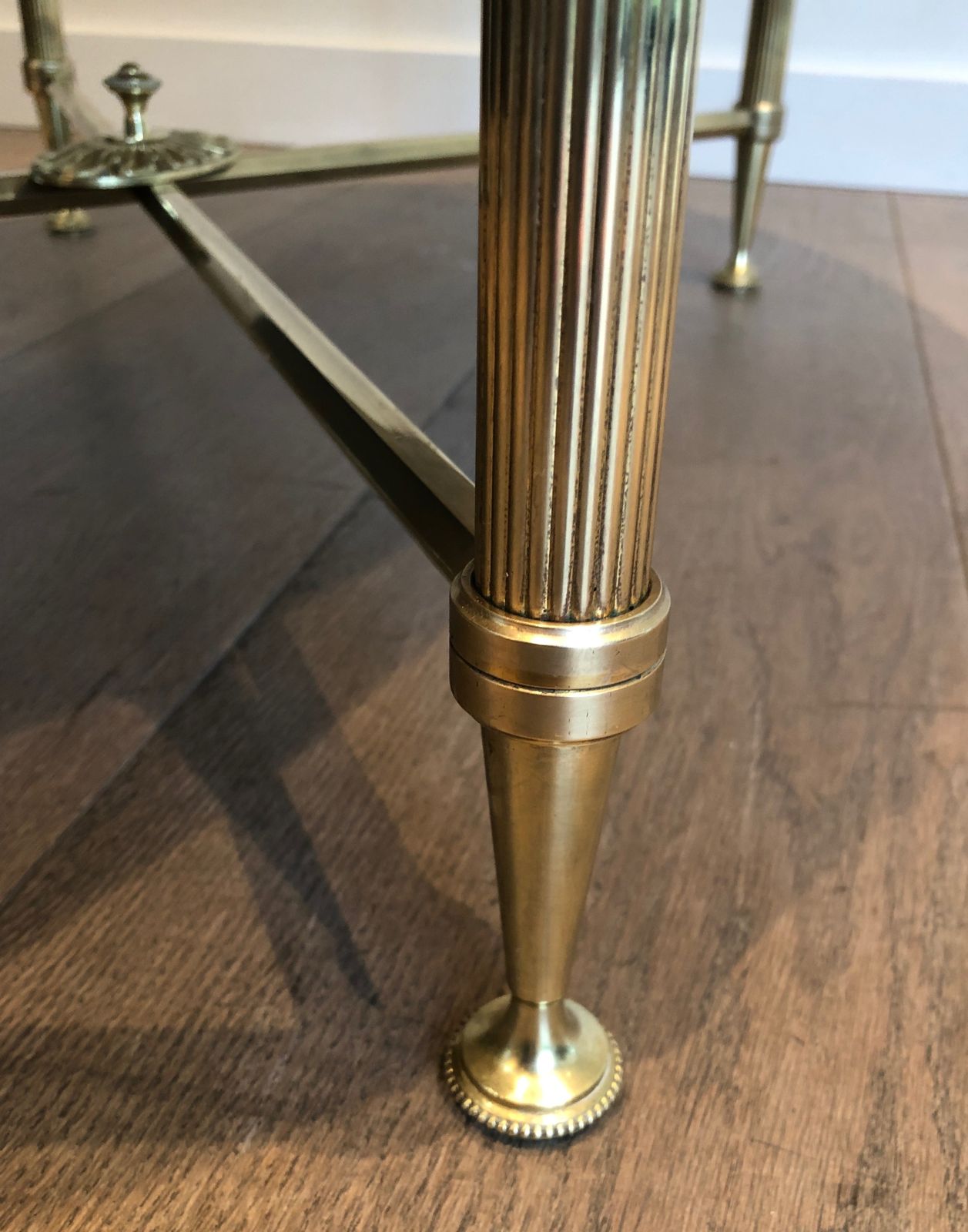 Neoclassical Style Oval Coffee Table In Brass And Carrara Marble Top From Maison Jansen photo buy