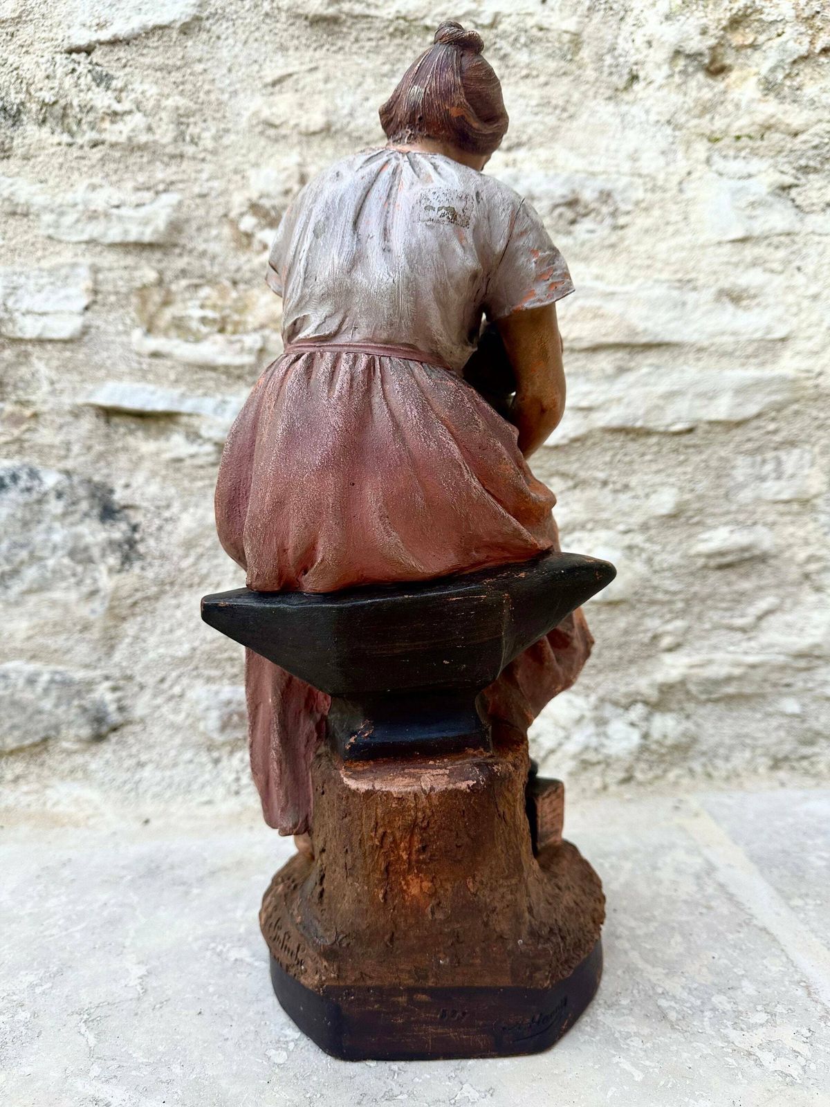 Rare French Antique Motherhood Terracotta Sculpture Of Mother And Baby 19th Century Statue By Joseph Le Guluche photo 1065.0