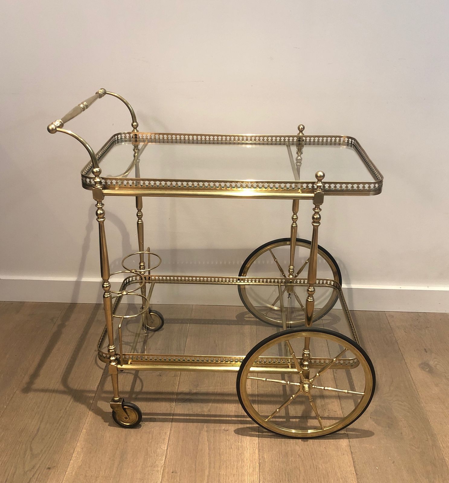 Neoclassical Style Rolling Table In Brass In The Taste Of Maison Jansen