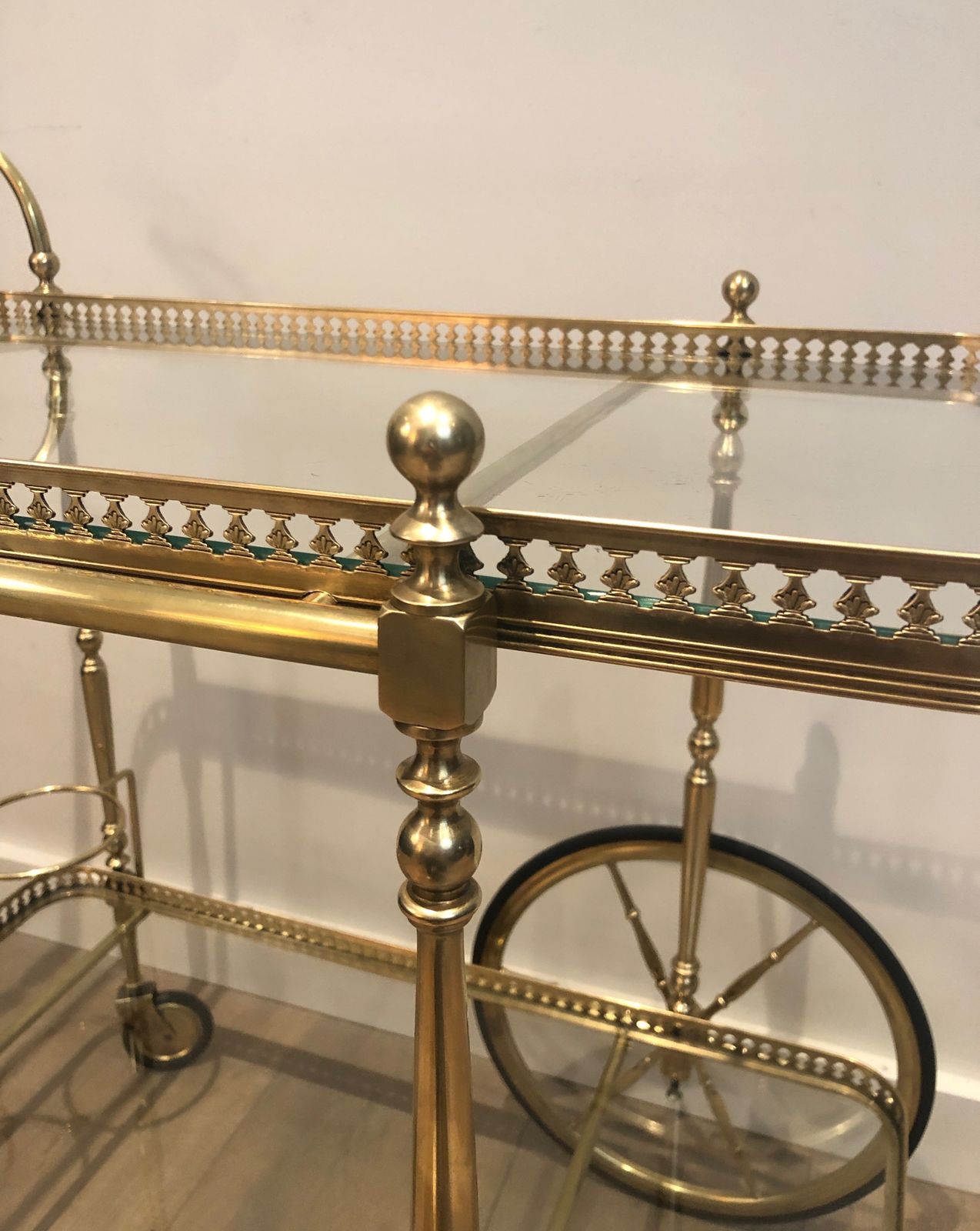 Neoclassical Style Rolling Table In Brass In The Taste Of Maison Jansen photo vintage