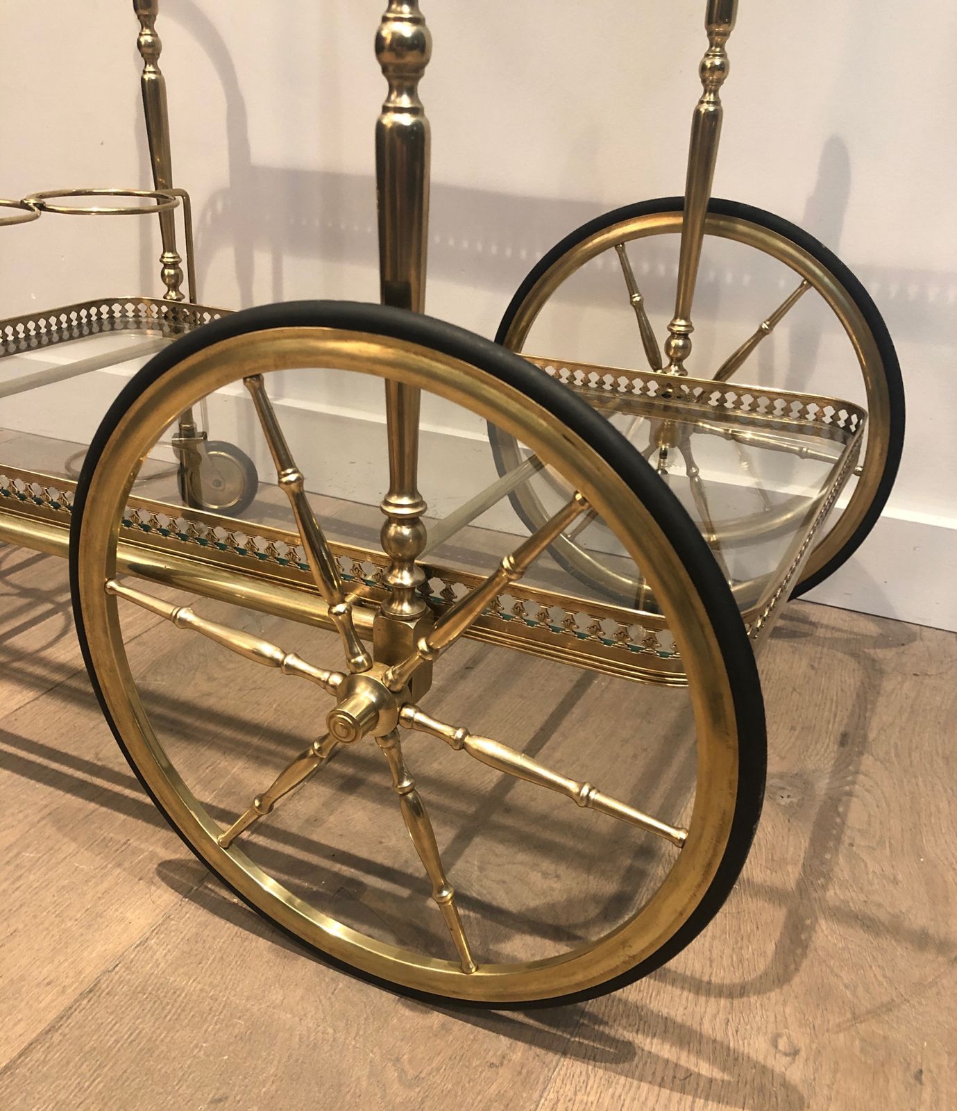 photo for sale Neoclassical Style Rolling Table In Brass In The Taste Of Maison Jansen