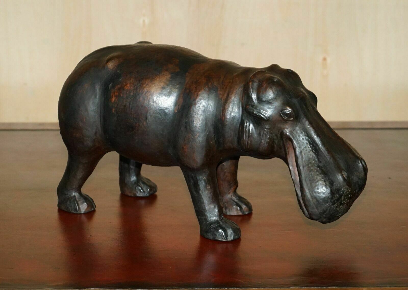 Collectable Liberty's London Omersa Brown Leather Hippopotamus Footstool Hippo