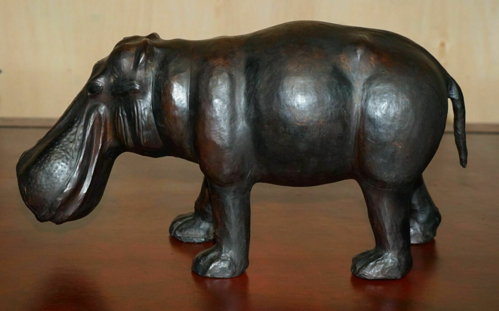 photo for sale Collectable Liberty's London Omersa Brown Leather Hippopotamus Footstool Hippo