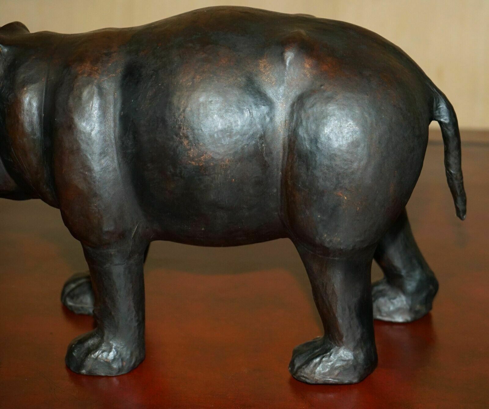 Furniture Collectable Liberty's London Omersa Brown Leather Hippopotamus Footstool Hippo photo