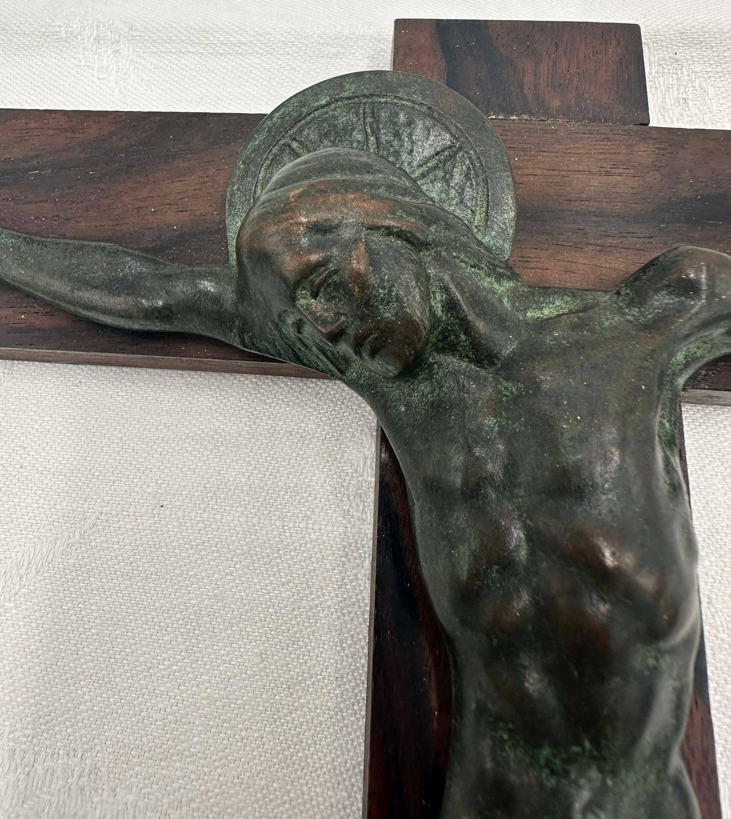 photo furniture Art Deco Green Bronze And Macassar Ebony Wall Crucifix By Hartmann