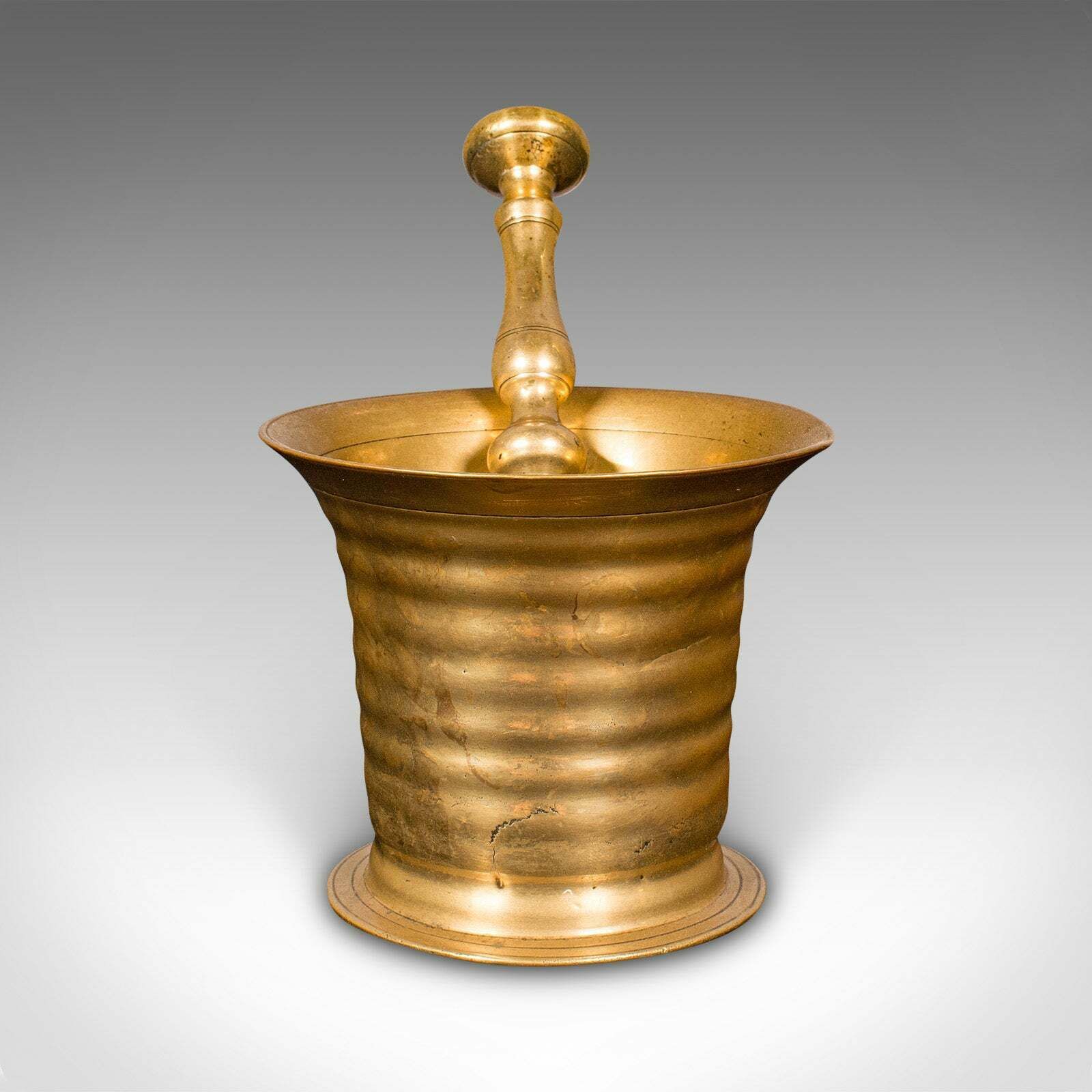 Antique Pestle & Mortar Set, English, Brass, Chemist Shop Instrument, Victorian photo for sale