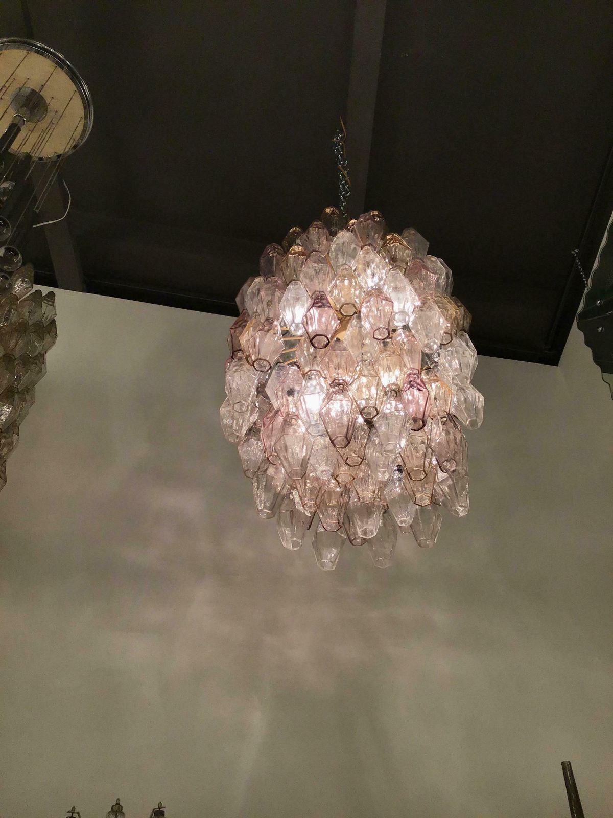 Venini Chandelier Carlo Scarpa Poliedri 1950 Murano Glass Iron Brass, Italy photo vinterior