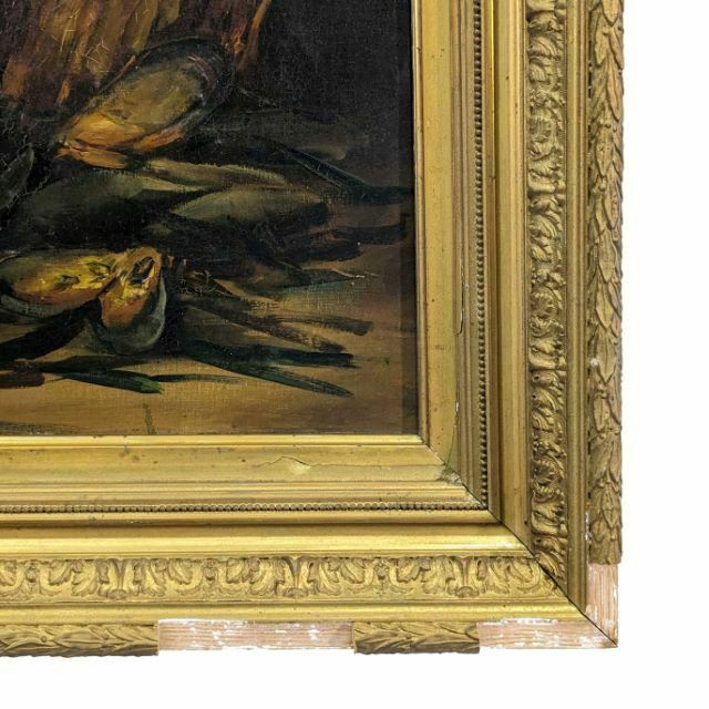 Oil On Canvas Still Life With Sea Urchins And Lemons Signed Bouchet 1903 photo vintage