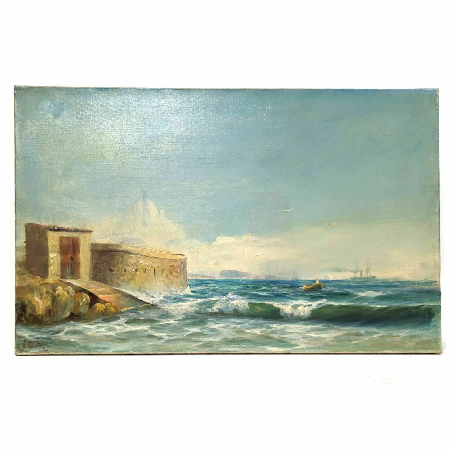 Oil Painting On Canvas Marine By François Gautier (1842 1917)