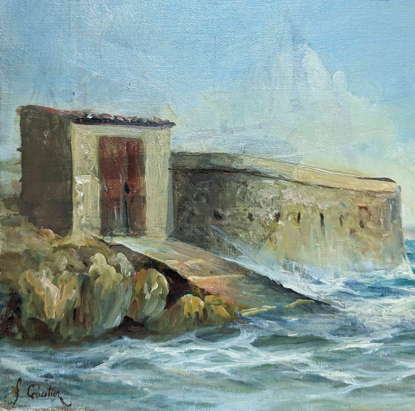 Oil Painting On Canvas Marine By François Gautier (1842 1917) photo furniture
