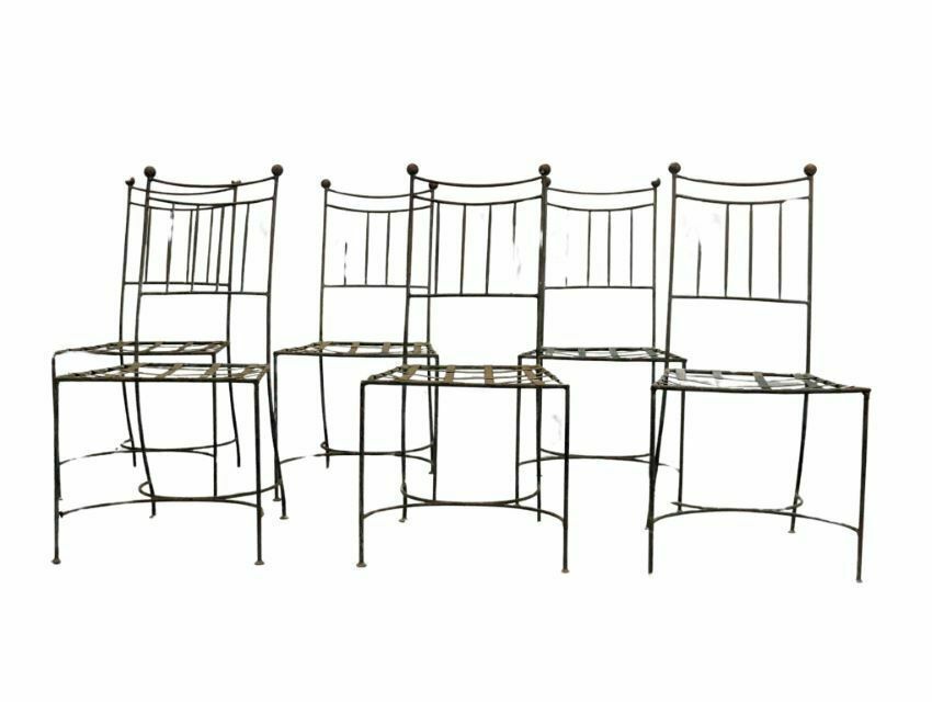 Set Of 6 Wrought Iron Garden Chairs Tino Rossi