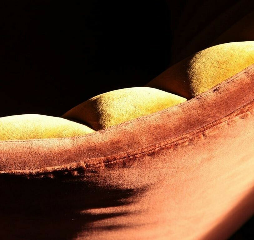 photo vinterior Shell Midcentury Curved Sofa, Brass Cast Feet, Original Velvet, Casa E Giardino