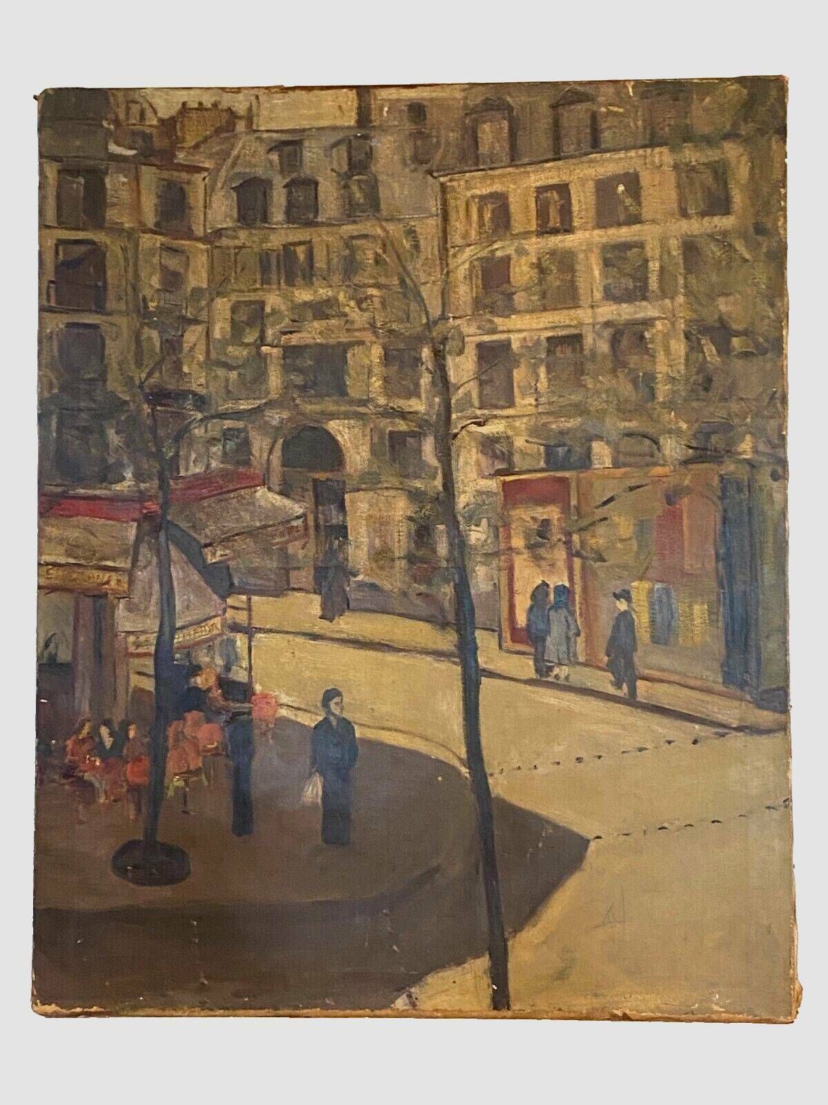 "Animated View Of A Street In Paris" Oil On Canvas 20th Century photo furniture