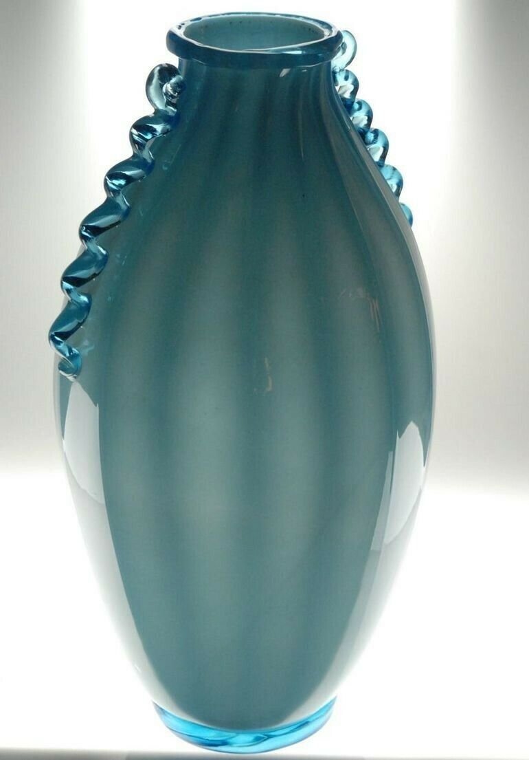 Vase Sfumato, Cirillo Maschio, Attributed Aquamarine With Morisa Murano, 1920s photo buy