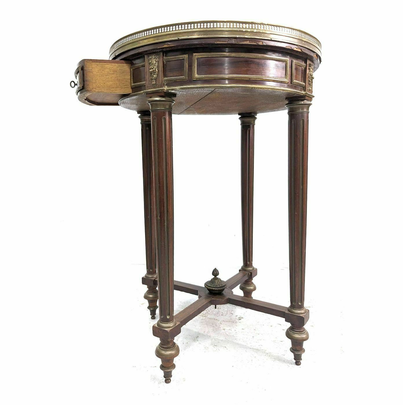 19th Century Louis XVI Style Mahogany And Brass Hot Water Bottle Table photo Furniture