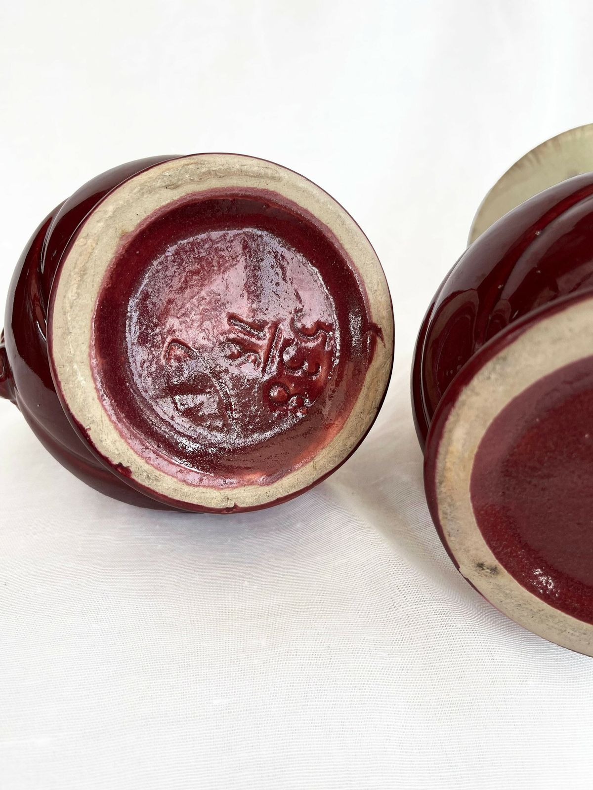 An Attractive Pair Of Mid Century Fat Lava Glaze German Handled Vases photo 59.0