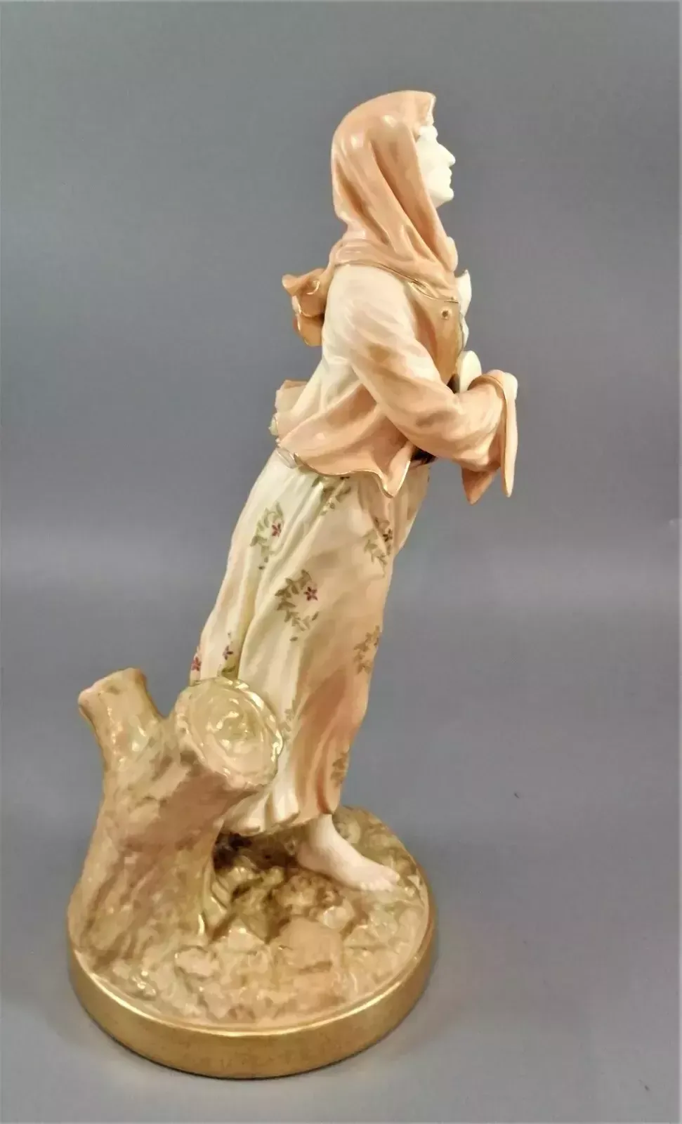 A Rare Royal Worcester Figurine Titled "Musician," Depicting A Lady With A Drum photo vinterior