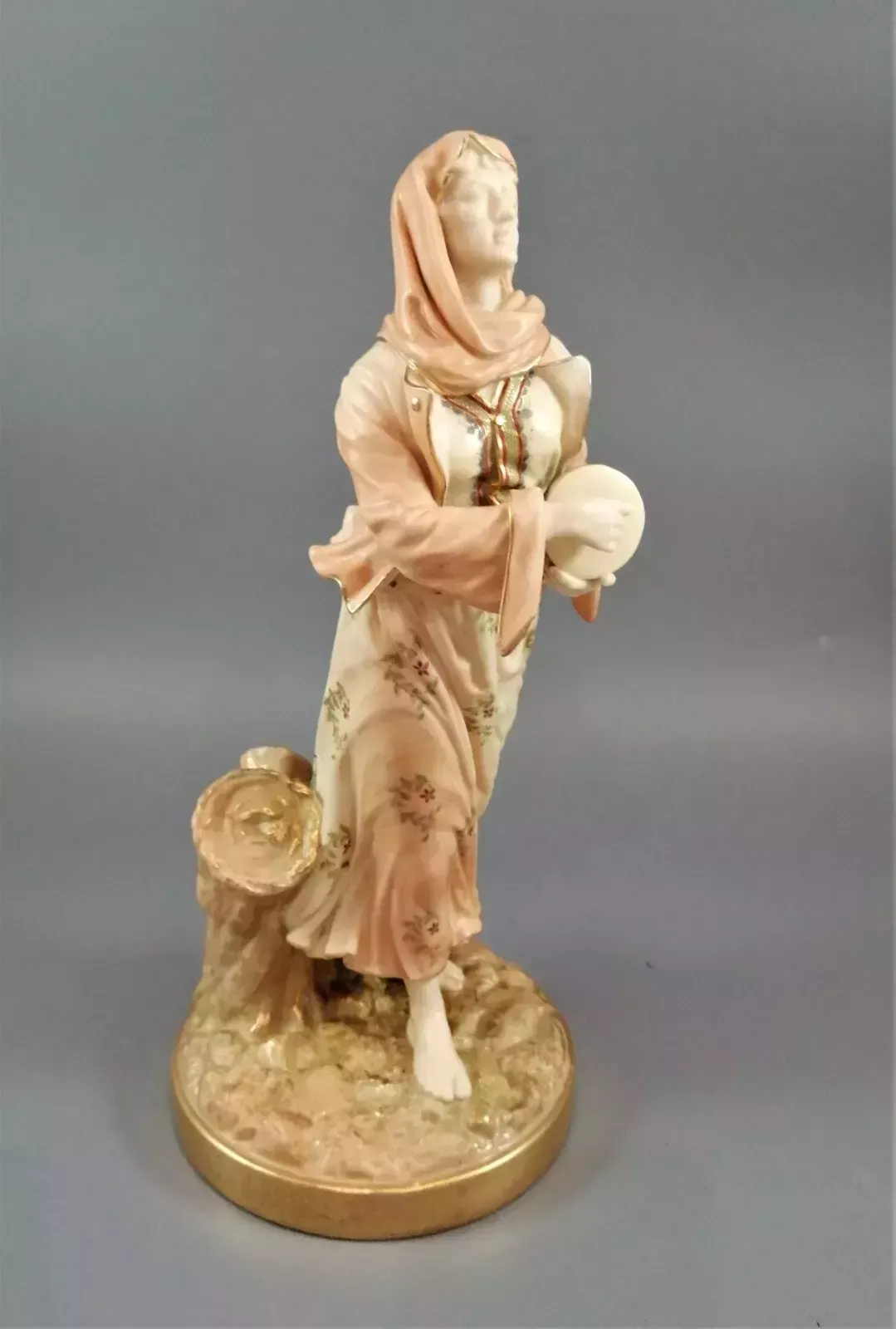 A Rare Royal Worcester Figurine Titled "Musician," Depicting A Lady With A Drum photo buy