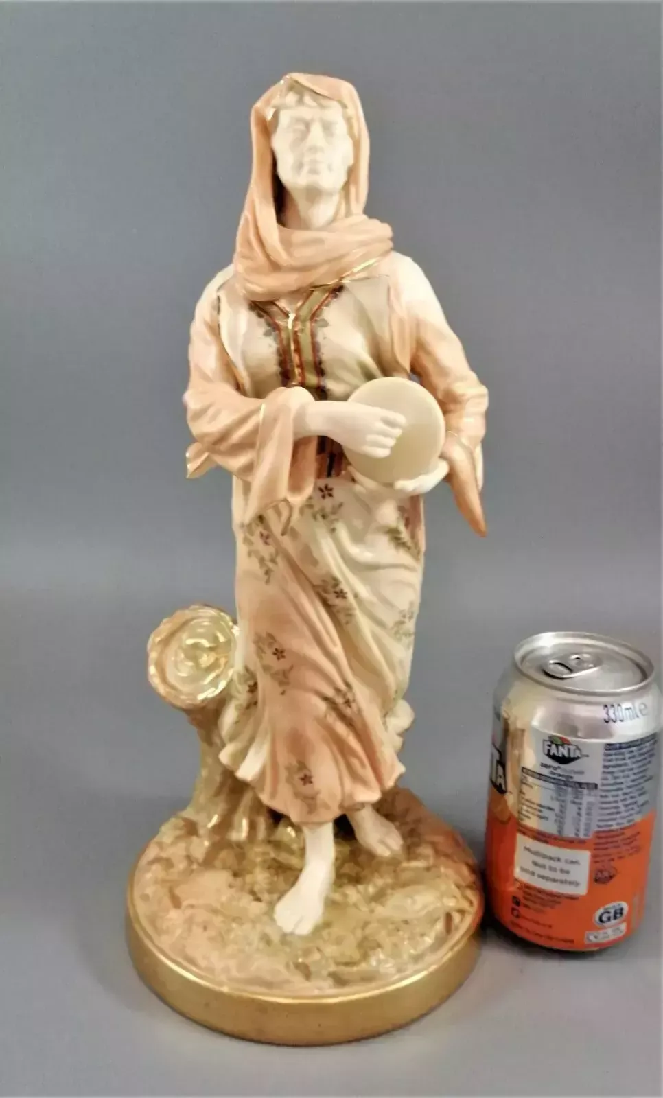 photo for sale A Rare Royal Worcester Figurine Titled "Musician," Depicting A Lady With A Drum