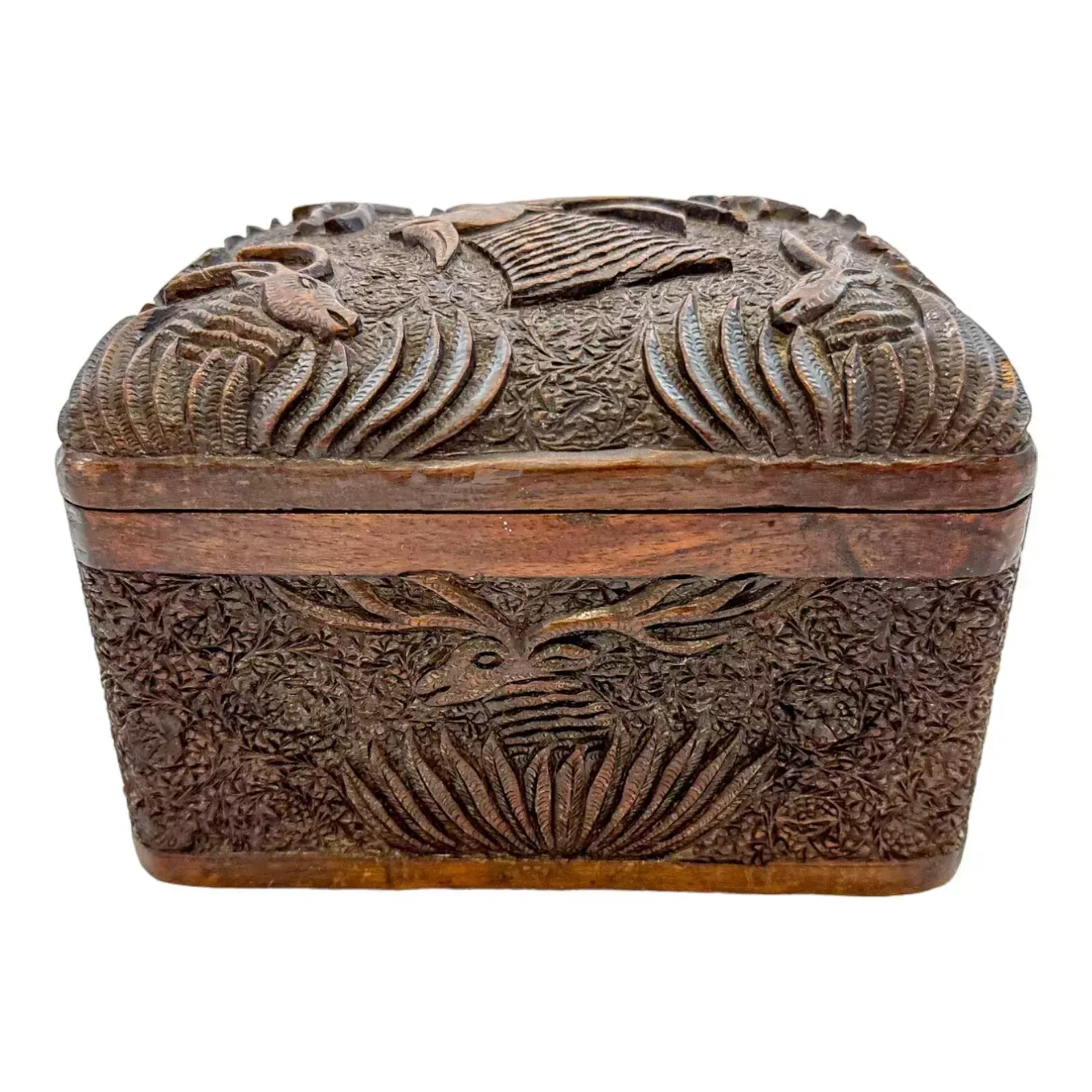 Early 19th Century Anglo Indian Carved Sandalwood Cigarette Holder Dispenser Box photo for sale