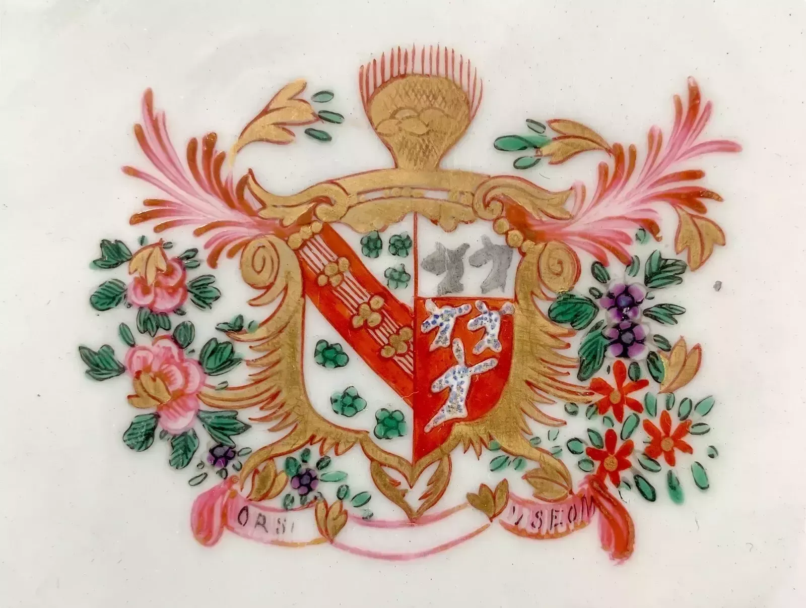 18th Century Porcelain Chinese Export Armorial Plate, Deer/Dogs Coat Of Arms photo 350.0