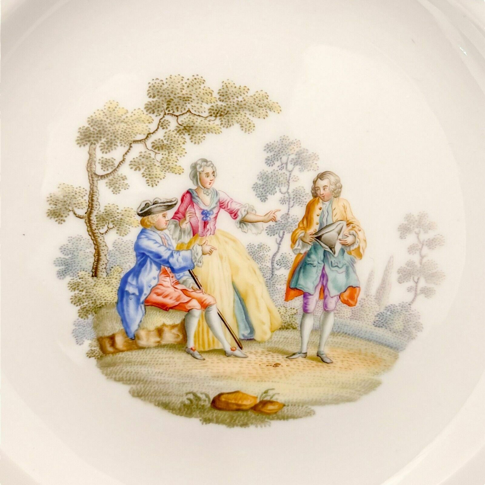 German 19th Century Meissen Porcelain Fluted Cabinet Plate, Gallant Scene Green photo vinterior