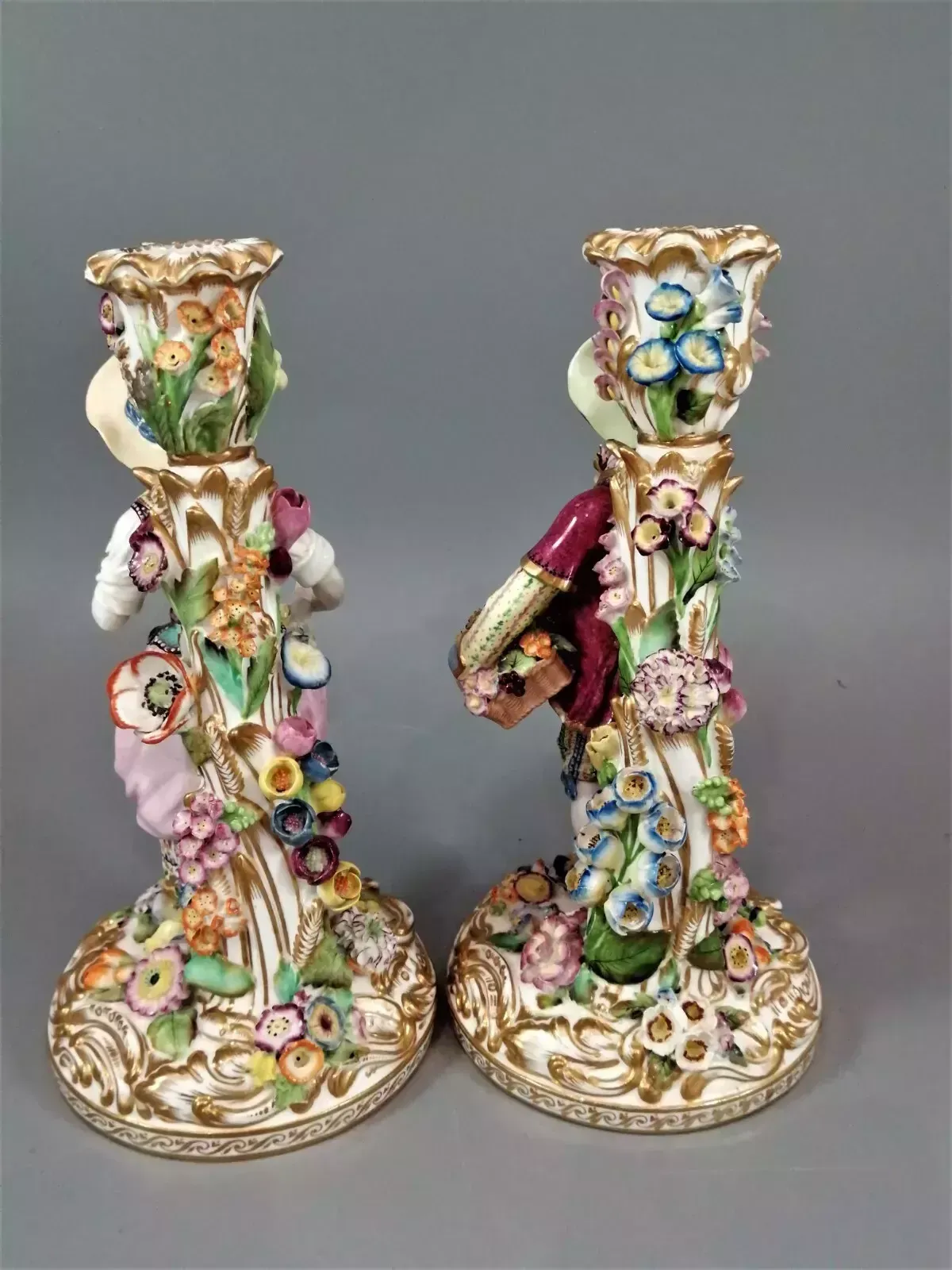 A Beautiful And Rare Pair Of Minton Porcelain Figural Candlesticks ,C.1835 photo Home Decor