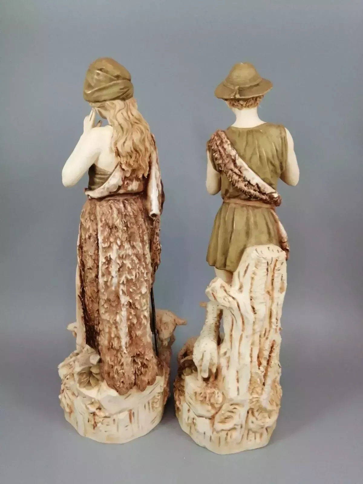 A Pair Of Shepherd And Shepherdess Statuettes Made Of Royal Dux Porcelain photo Home Decor