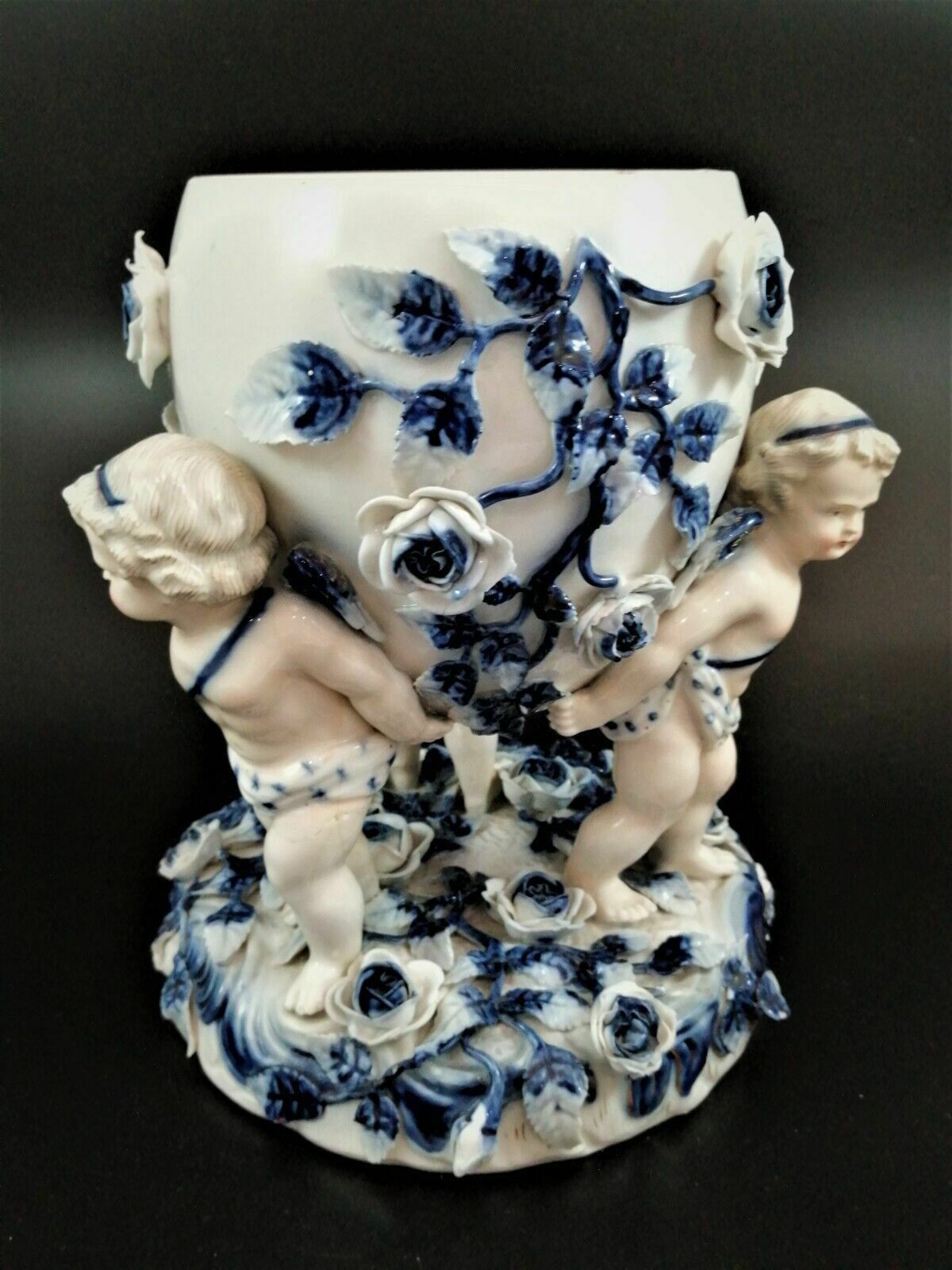 Antique Sitzendorf Porcelain Vase, Late 19th Century photo vinterior