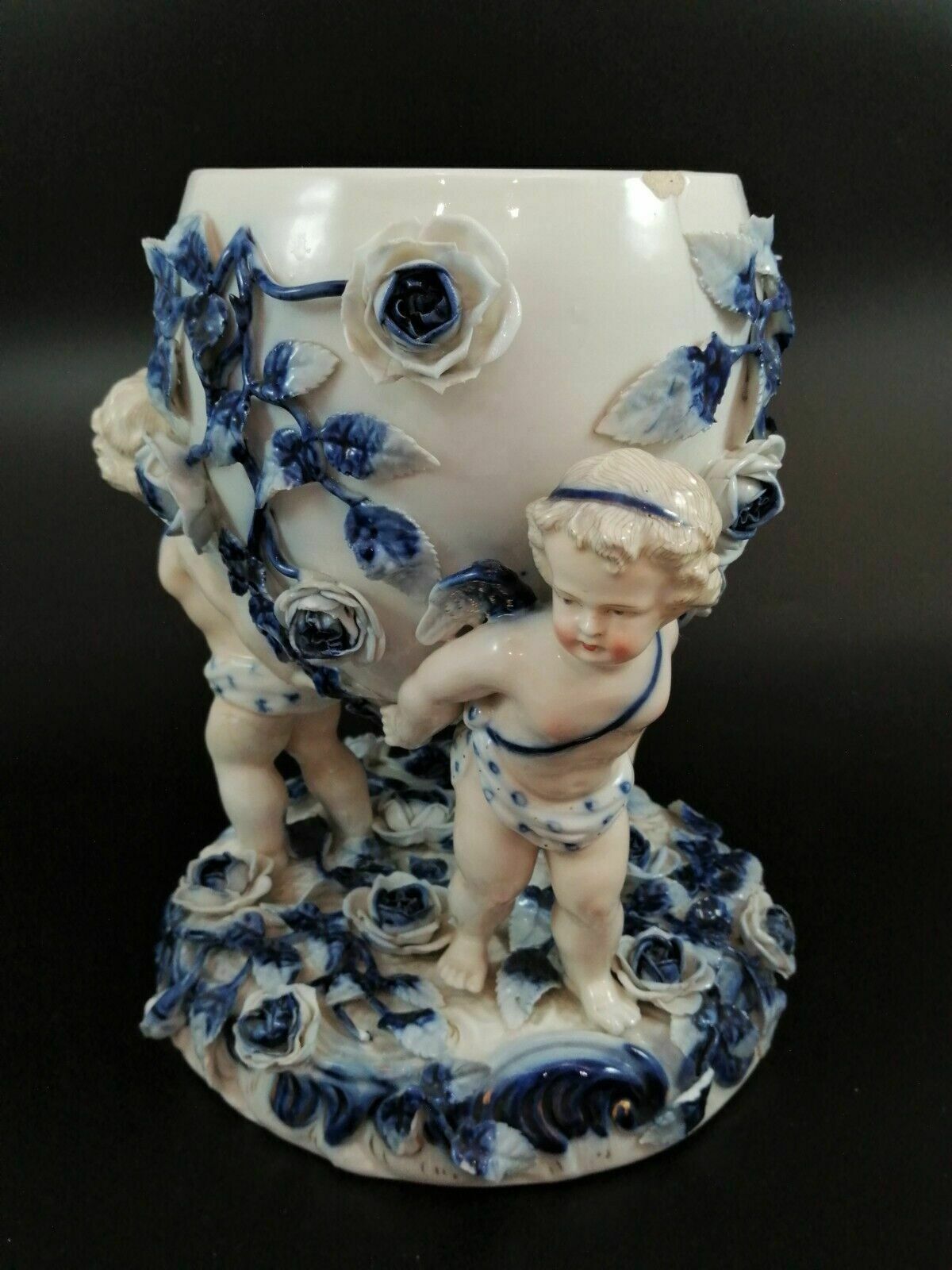 Antique Sitzendorf Porcelain Vase, Late 19th Century photo vintage
