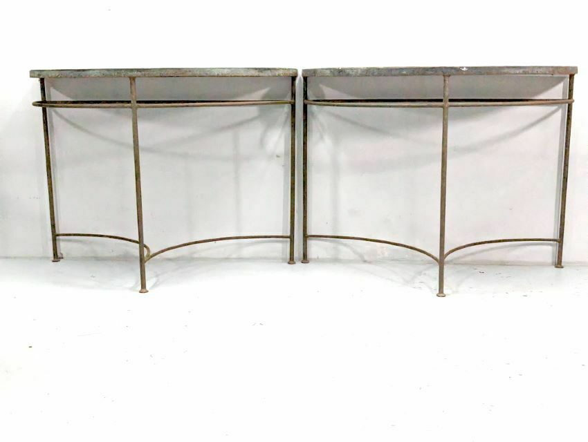 Vintage Half Moon Metal Side Table In Pair Tino Rossi photo buy