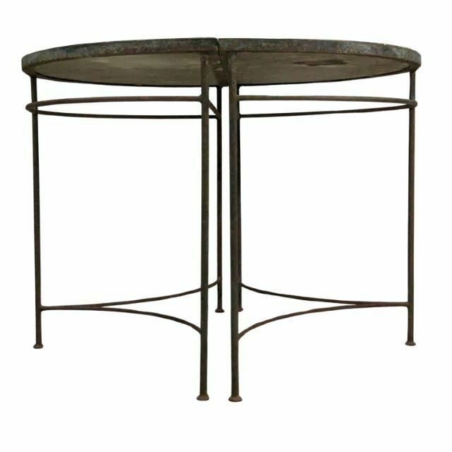 photo for sale Vintage Half Moon Metal Side Table In Pair Tino Rossi