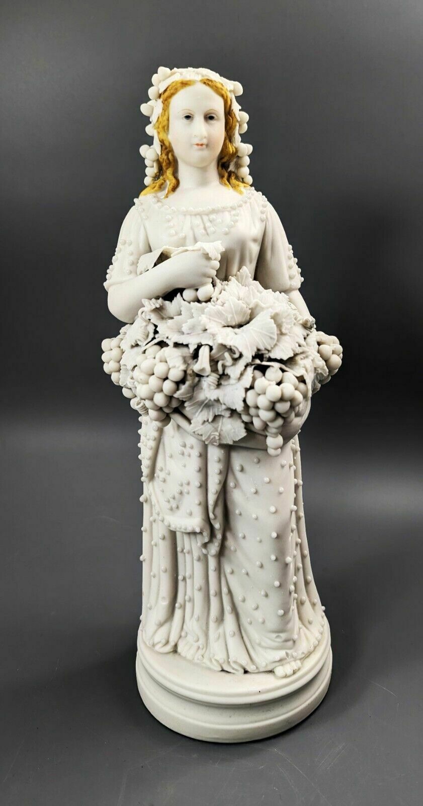 Lady With A Basket Of Grapes, Parian Ware Porcelain, Mid 19th Century