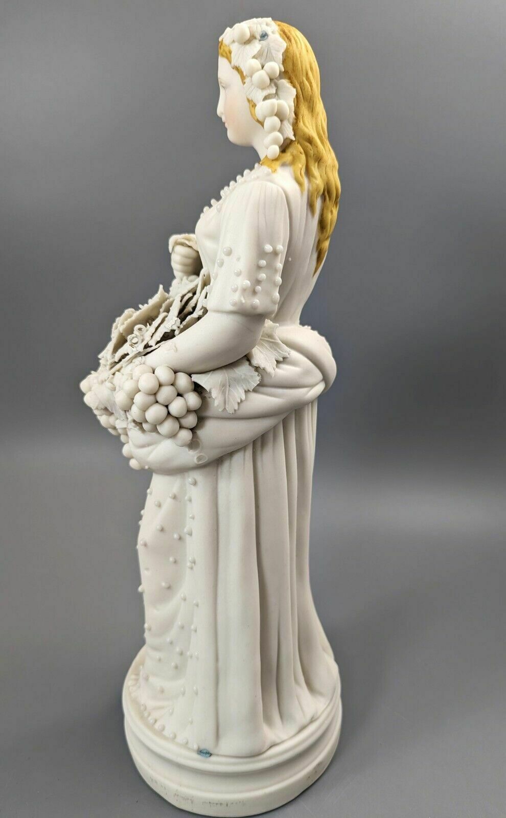 Lady With A Basket Of Grapes, Parian Ware Porcelain, Mid 19th Century photo Home Decor
