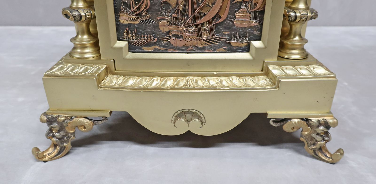 French Brass & Gilt Antique Mantel Clock Set By A.D Mougin photo buy