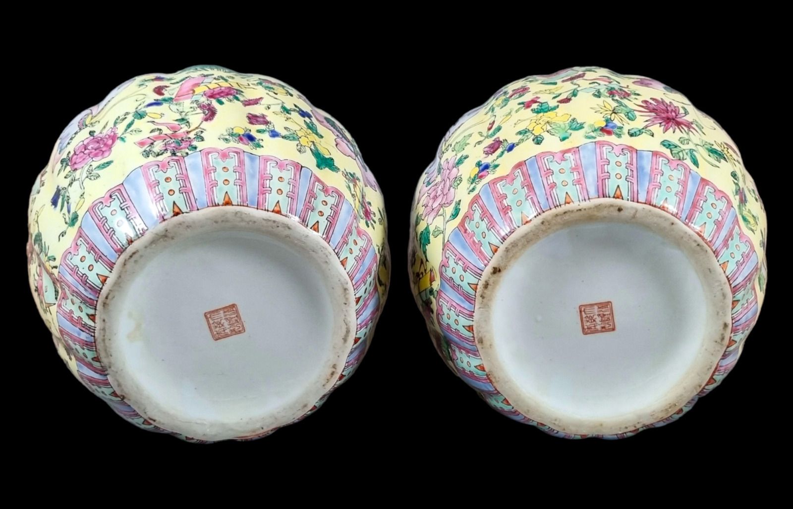 Home Decor Guangxu Chinese Famille Jaune Melon Ginger Jars Lotus Flowers, Qianlong Red Mark photo