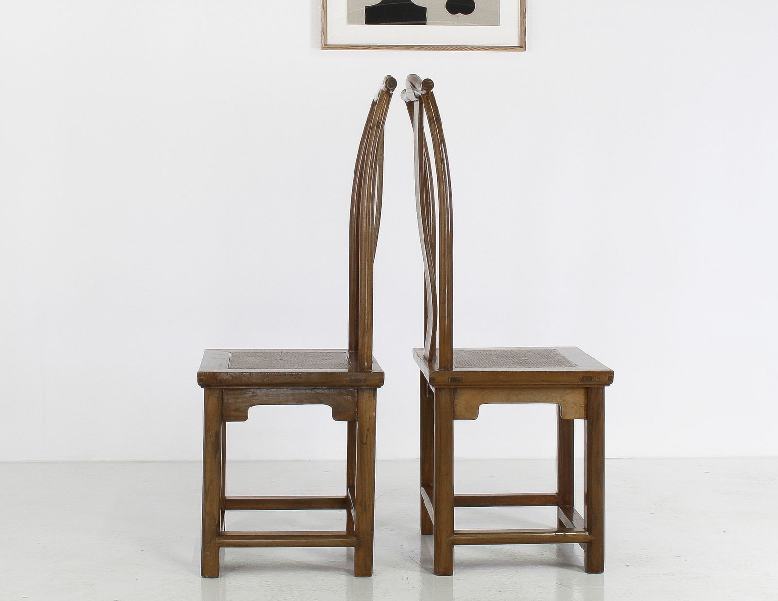 A Pair Of Lacquered Chinese Northern Elm Yoke Back ‘Officials Hat’ Chairs photo 595.0