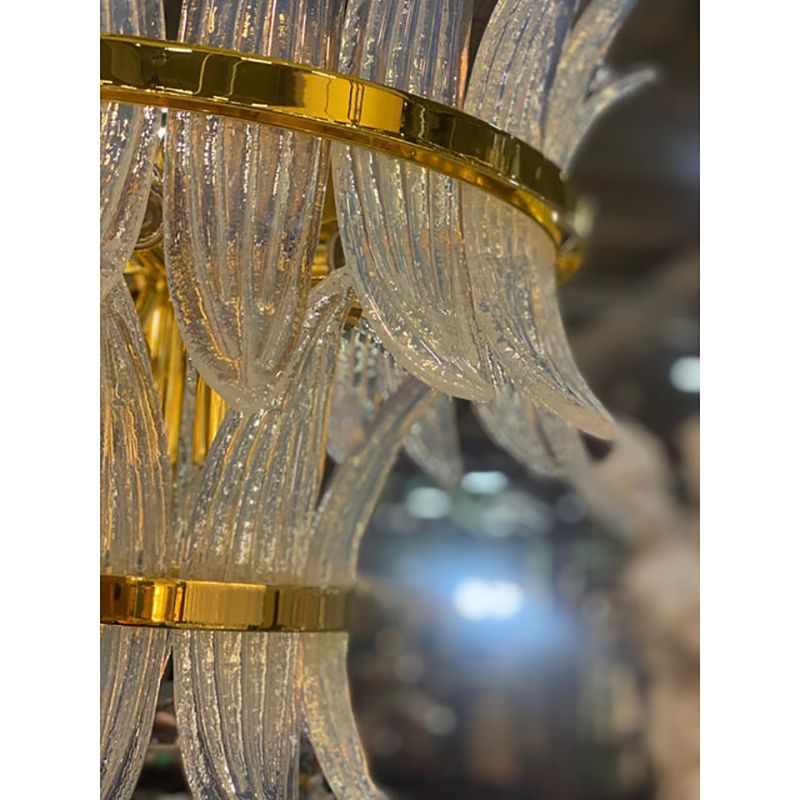 Contemporary Belt Opalino “Palmette” Murano Glass Chandelier photo furniture