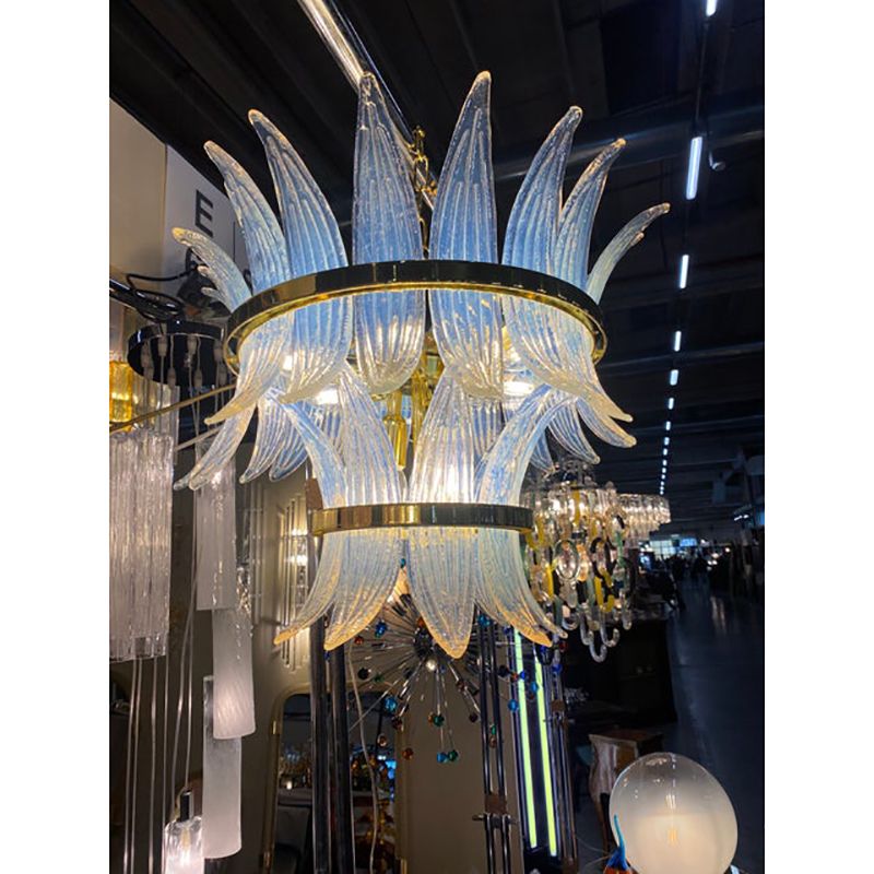 photo furniture Contemporary Belt Opalino “Palmette” Murano Glass Chandelier