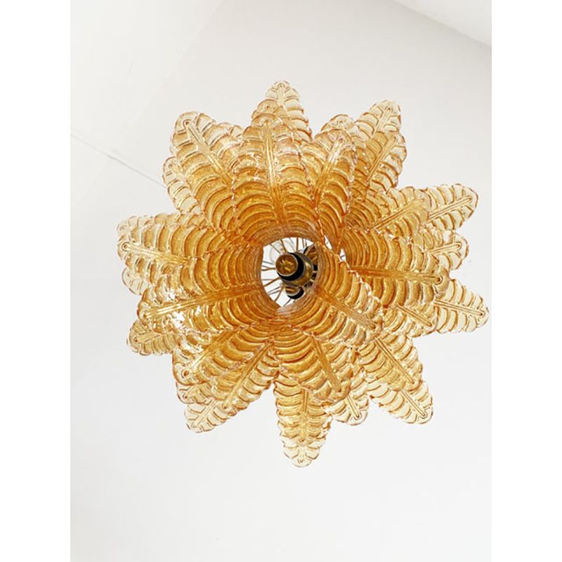Contemporary Italian Amber “Felci” Murano Glass Chandelier photo Lighting