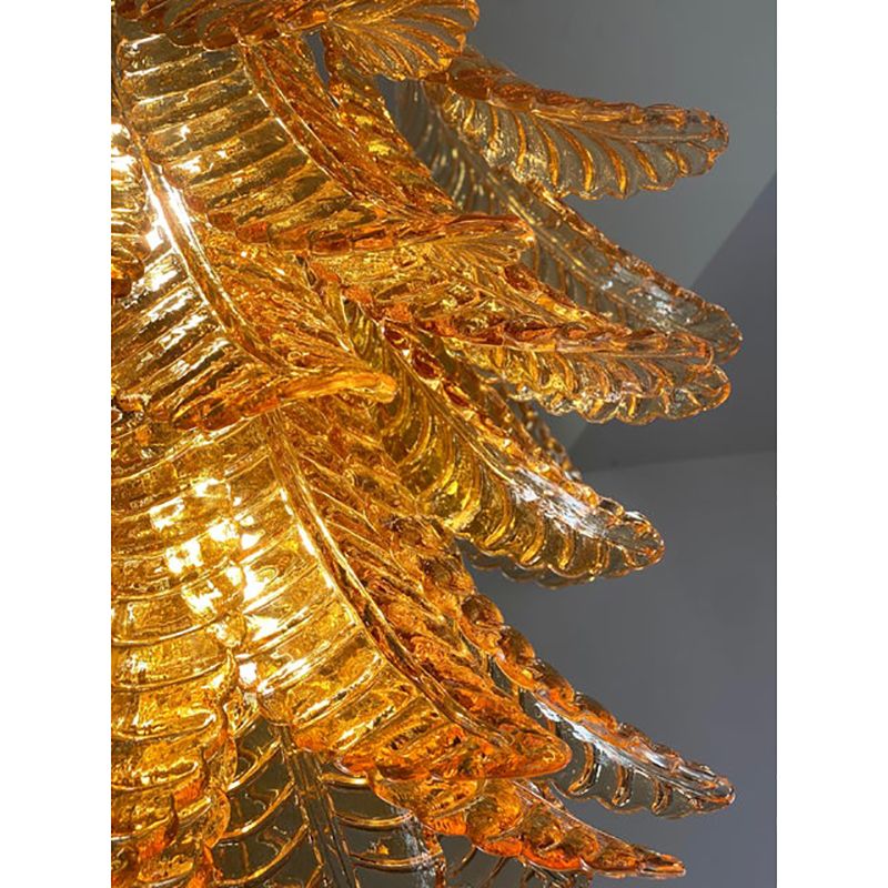 photo furniture Contemporary Italian Amber “Felci” Murano Glass Chandelier
