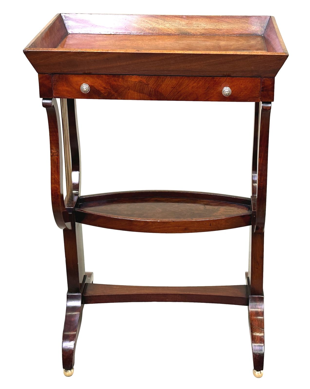 Furniture Early 19th Century Mahogany Tricoteuse Occasional Table (France, Circa 1820) photo