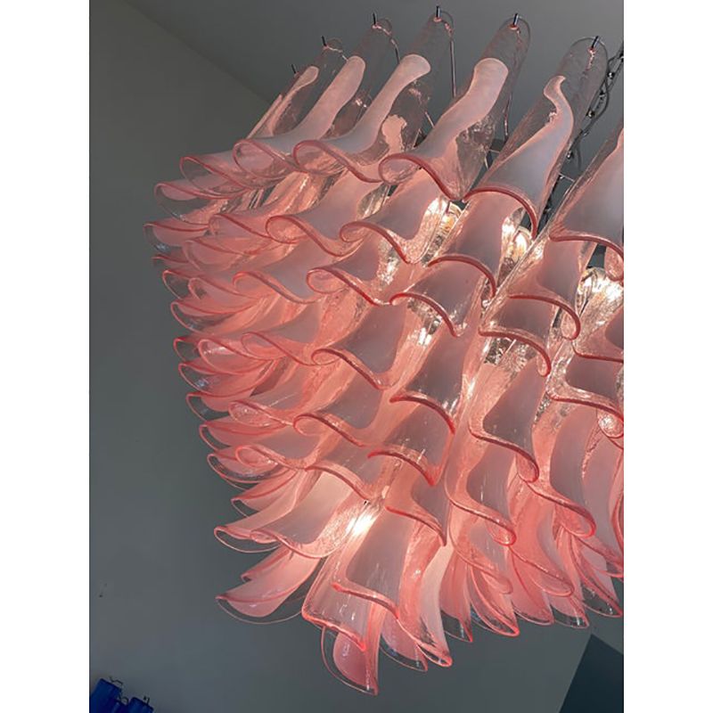 Contemporary White And Pink “Selle” Murano Glass Petali Chandelier photo 12500.0