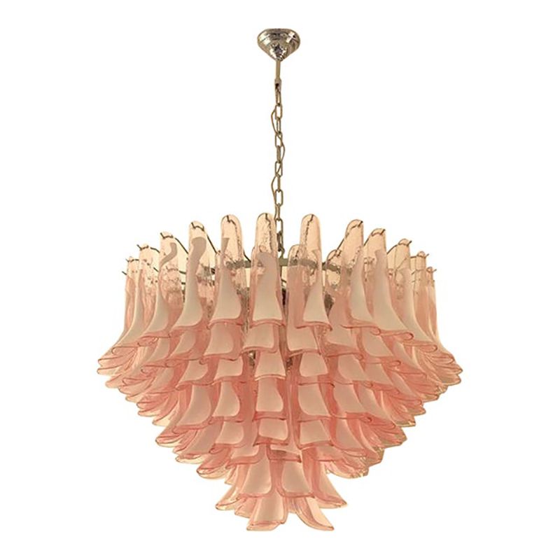 Contemporary White And Pink “Selle” Murano Glass Petali Chandelier