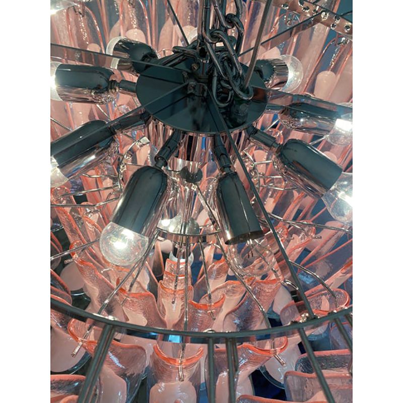 Contemporary White And Pink “Selle” Murano Glass Petali Chandelier photo vinterior