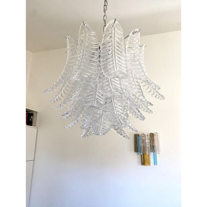 Contemporary Italian Transparent “Felci” Murano Glass Chandelier photo 5200.0
