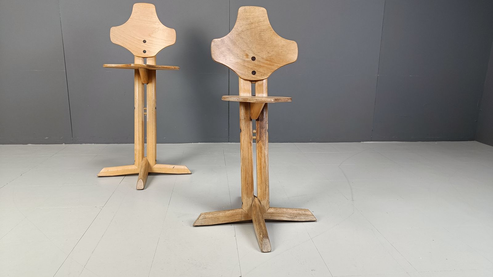 Pair Of Plywood Ergonomical Chairs By Rybo, 1970s photo buy