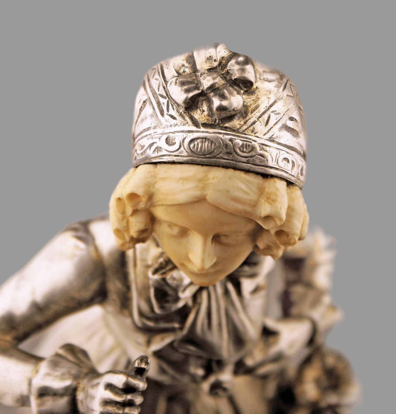 Art Nouveau Bronze And Ivory Sculpture Of A Girl By Austrian Ferdinand Lugerth photo buy