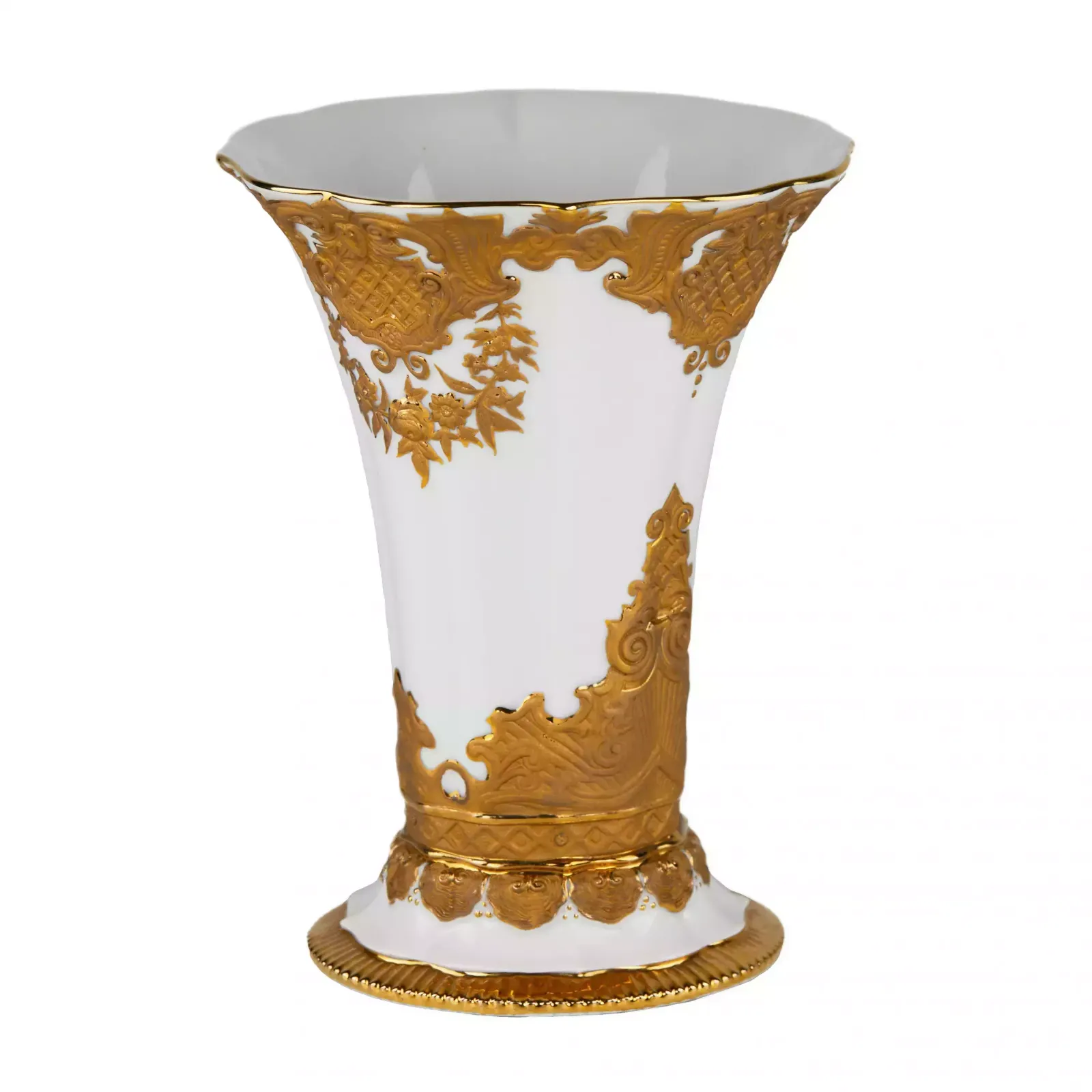 Magnificent Vase With Golden Relief. Meissen. Turn Of The 19th And 20th Centuries. photo for sale