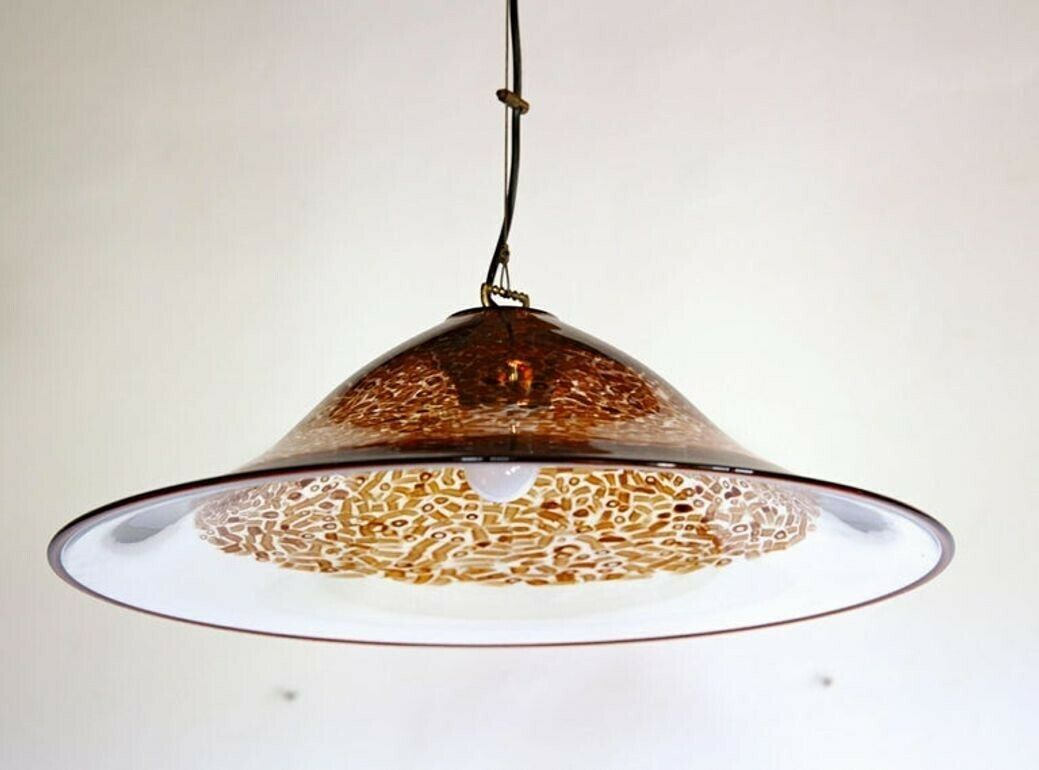 photo buy Luciano Vistosi Incalmo Pendant Tobacco Murrine Neverrino And Topaz Rim, Murano